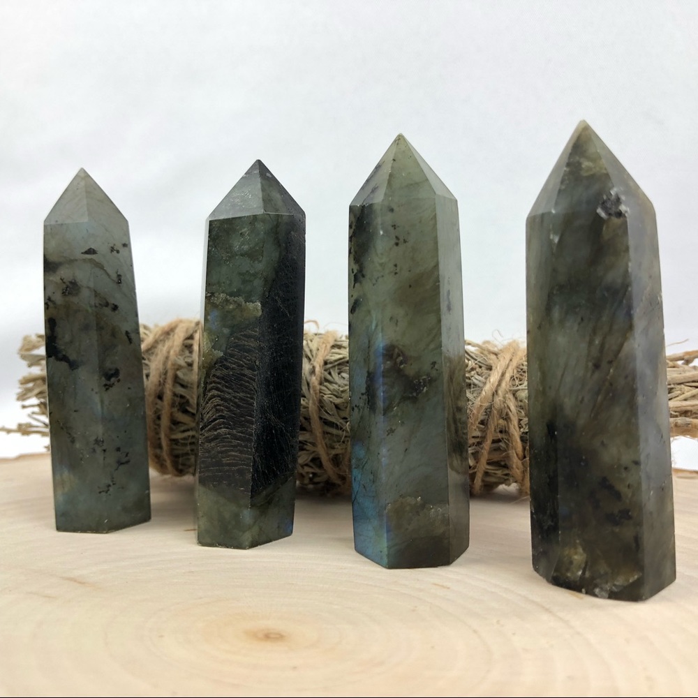 Labradorite Stone Healing Crystal Pyramid Tower Wand Point Obelisk Rock